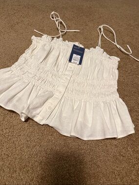 Universal Thread White Smocked Button-Front Tank Top